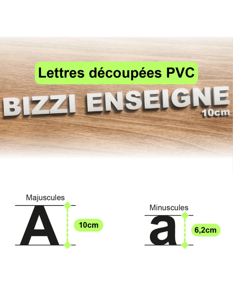 lettres découpées PVC 10 cm
